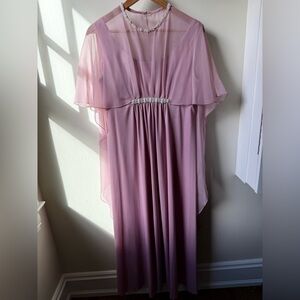 VINTAGE Ethereal Whimsical Fairy Princess Dress Sheer 70s Beaded Event Gown S
